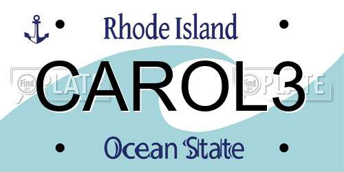 CAROL3 Rhode Island License Plate