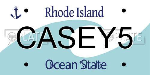 CASEY5 Rhode Island License Plate