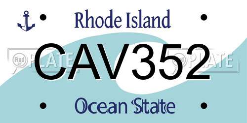 CAV352 Rhode Island License Plate