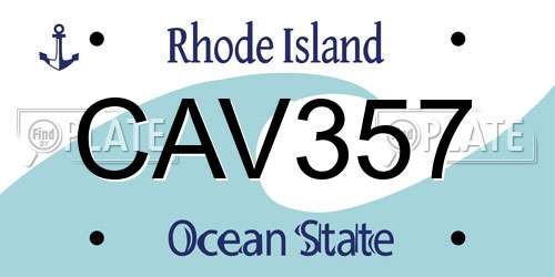 CAV357 Rhode Island License Plate
