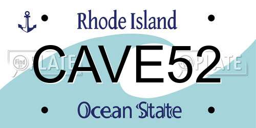 CAVE52 Rhode Island License Plate