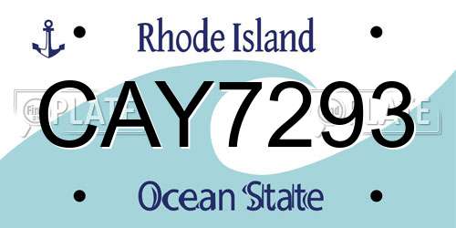 CAY7293 Rhode Island License Plate