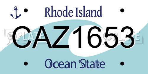 CAZ1653 Rhode Island License Plate