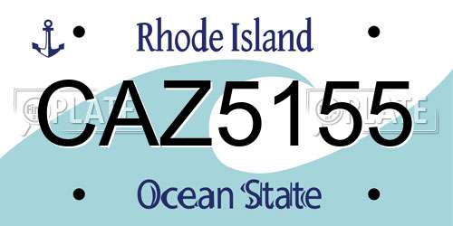 CAZ5155 Rhode Island License Plate