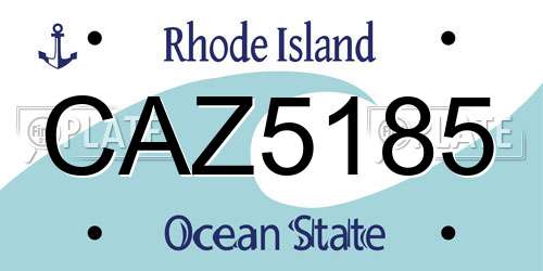 CAZ5185 Rhode Island License Plate