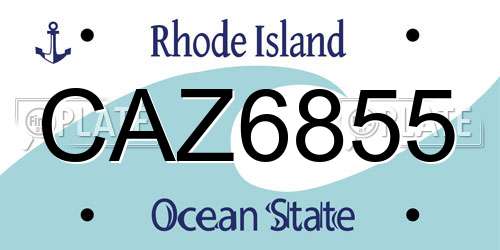 CAZ6855 Rhode Island License Plate