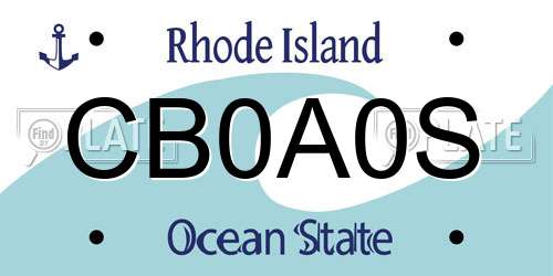CB0A0S Rhode Island License Plate