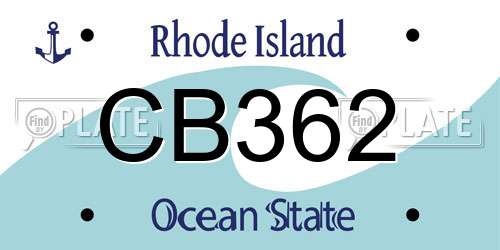 CB362 Rhode Island License Plate