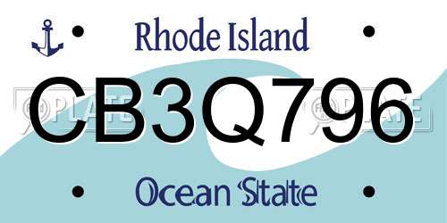 CB3Q796 Rhode Island License Plate