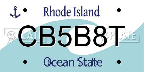 CB5B8T Rhode Island License Plate