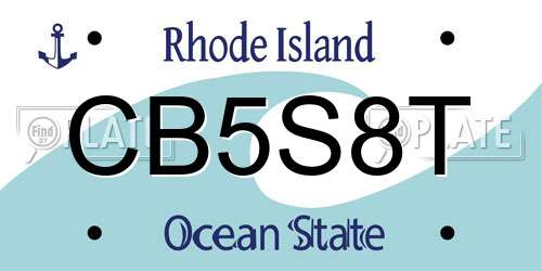 CB5S8T Rhode Island License Plate