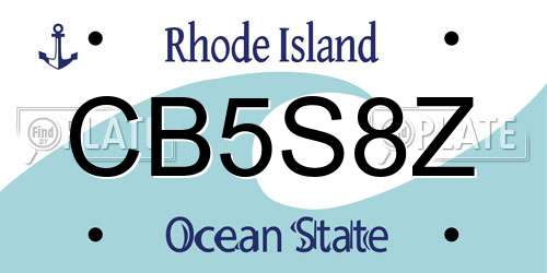 CB5S8Z Rhode Island License Plate