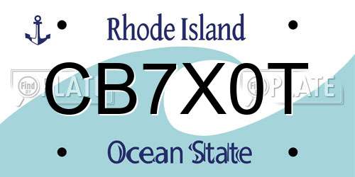CB7X0T Rhode Island License Plate