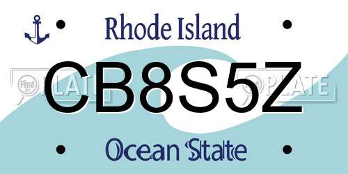 CB8S5Z Rhode Island License Plate