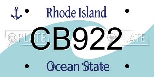 CB922 Rhode Island License Plate
