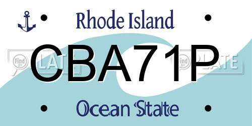 CBA71P Rhode Island License Plate