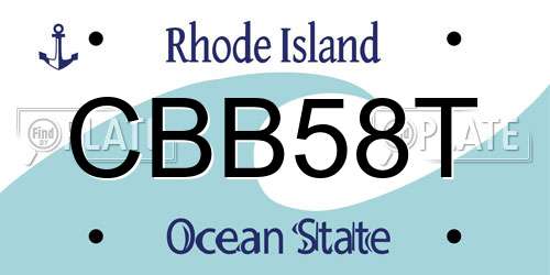 CBB58T Rhode Island License Plate