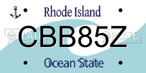 CBB85Z Rhode Island License Plate