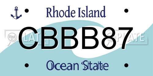 CBBB87 Rhode Island License Plate