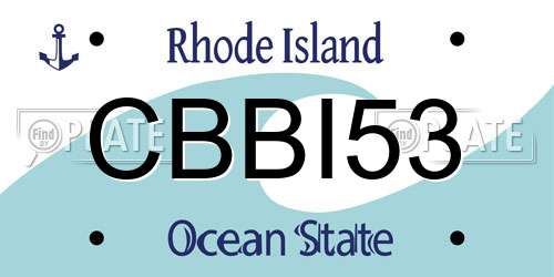CBBI53 Rhode Island License Plate