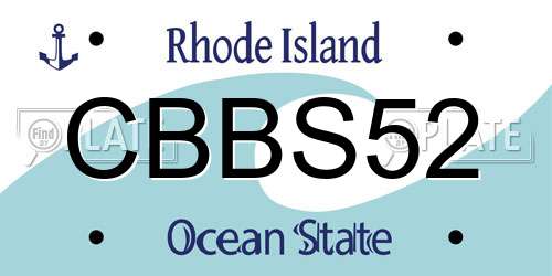CBBS52 Rhode Island License Plate
