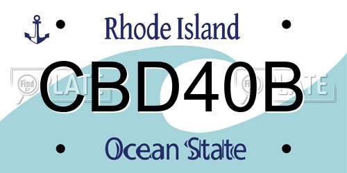 CBD40B Rhode Island License Plate