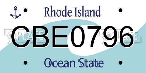 CBE0796 Rhode Island License Plate