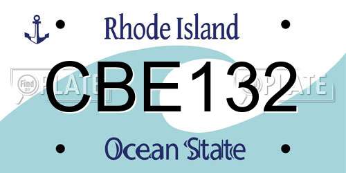 CBE132 Rhode Island License Plate