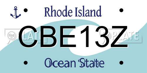 CBE13Z Rhode Island License Plate