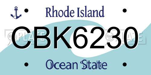 CBK6230 Rhode Island License Plate