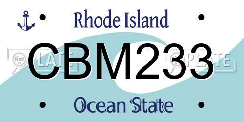 CBM233 Rhode Island License Plate