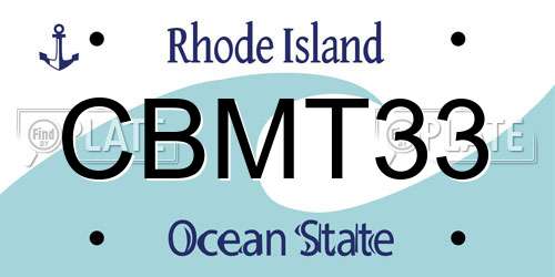CBMT33 Rhode Island License Plate