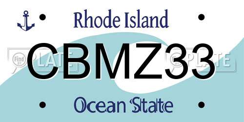 CBMZ33 Rhode Island License Plate