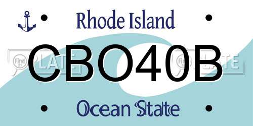 CBO40B Rhode Island License Plate