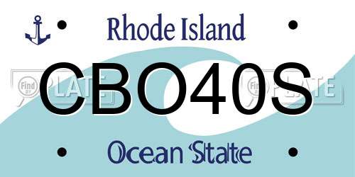 CBO40S Rhode Island License Plate