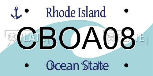 CBOA08 Rhode Island License Plate