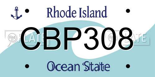 CBP308 Rhode Island License Plate