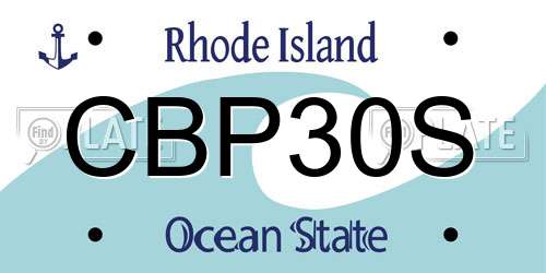 CBP30S Rhode Island License Plate