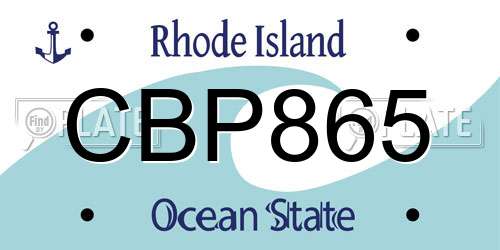 CBP865 Rhode Island License Plate