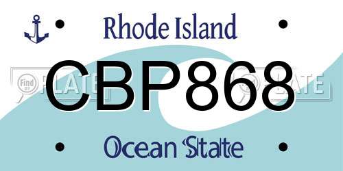 CBP868 Rhode Island License Plate