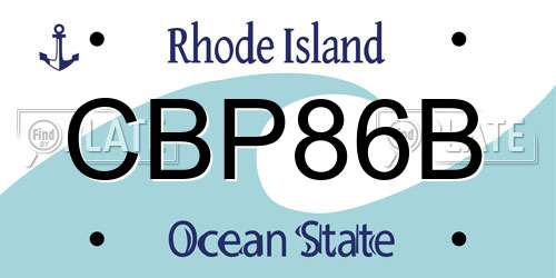 CBP86B Rhode Island License Plate