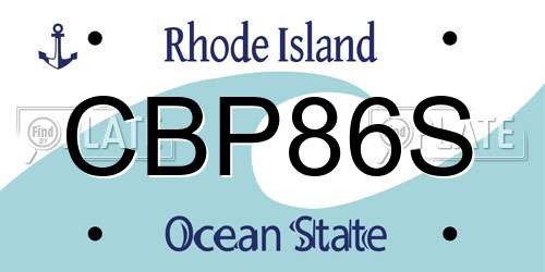 CBP86S Rhode Island License Plate