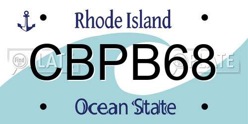 CBPB68 Rhode Island License Plate