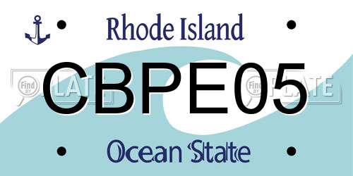 CBPE05 Rhode Island License Plate