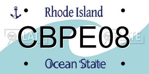 CBPE08 Rhode Island License Plate