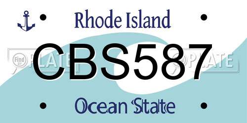 CBS587 Rhode Island License Plate