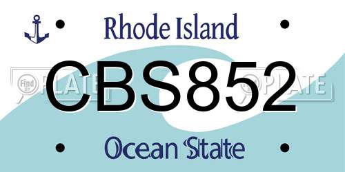 CBS852 Rhode Island License Plate