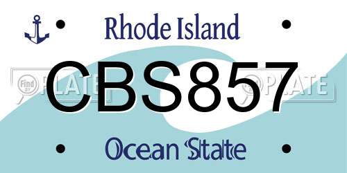 CBS857 Rhode Island License Plate