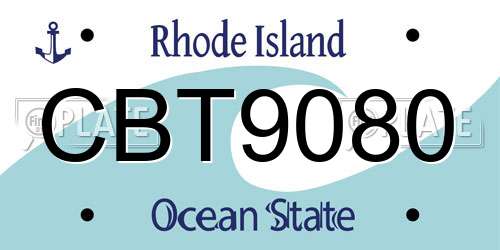 CBT9080 Rhode Island License Plate