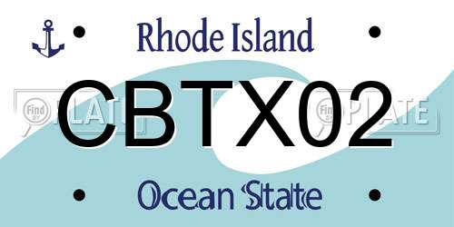 CBTX02 Rhode Island License Plate